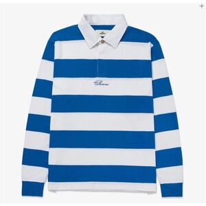100 Thieves Mens XL Blue White Striped Long Sleeve Rugby Polo Shirt Streetwear